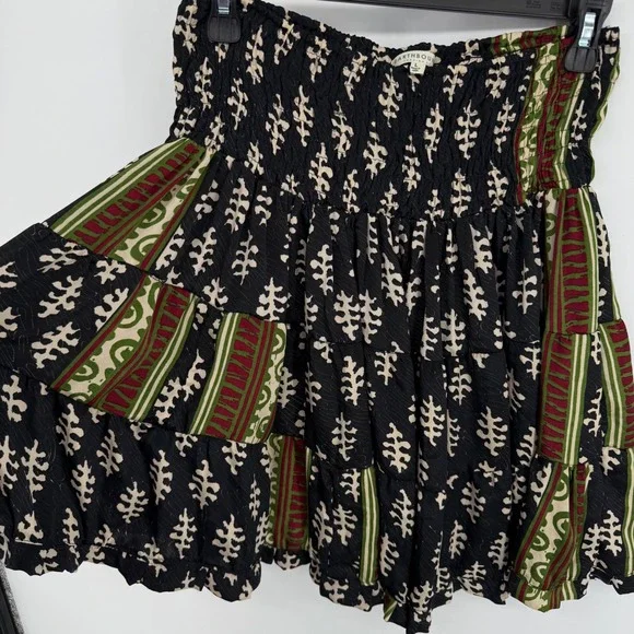 Earthbound Trading Co Tiered Skater Skirt‎ Lg Ruffle Boho Hippie Phoebe Buffay - Picture 6 of 9